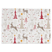 冬の白とクリスマスツリーと鹿 ラージペーパーバッグ (裏面)