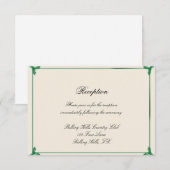 冬の白と緑のヤドリギのウェディングレセプション 招待状 (正面/裏面)