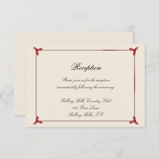 冬の白と赤のヤドリギの結婚披露宴 招待状 (正面/裏面)