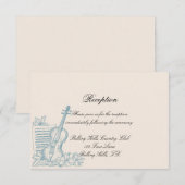 冬の白と青の結婚披露宴 招待状 (正面/裏面)