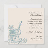 冬の白と青の音楽クリスマスパーティー 招待状 (正面)