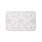 冬の白にかわいらしピンクのクリスマスの雪の結晶 バスマット (正面)