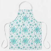 冬の白にかわいらし緑のクリスマスの雪の結晶 エプロン (正面)