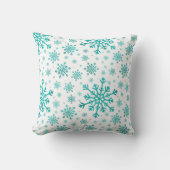 冬の白にかわいらし緑のクリスマスの雪の結晶 クッション (正面)