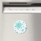 冬の白にかわいらし緑のクリスマスの雪の結晶 マグネット (インサイチュ (食洗機))