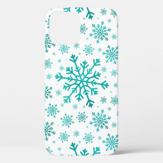 冬の白にかわいらし緑のクリスマスの雪の結晶 iPhone 12 PROケース