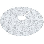 冬の白にかわいらし銀色のクリスマススノーフレーク ブラッシュドポリエステルツリースカート (アングル)