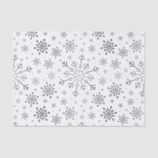 冬の白にかわいらし銀色のクリスマススノーフレーク 薄葉紙 (正面)