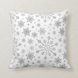冬の白に銀色の灰色のクリスマスの雪 クッション