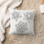 冬の白に銀色の雪 クッション (ブランケット)