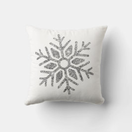 冬の白に銀色の雪 クッション