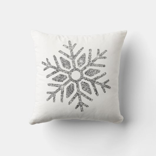冬の白に銀色の雪 クッション (裏面)