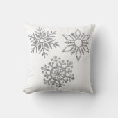 冬の白に銀色の雪 クッション (正面)