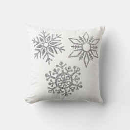 冬の白に銀色の雪 クッション