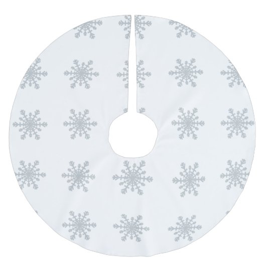 冬の白の銀によって着色される雪片 ブラッシュドポリエステルツリースカート (正面)