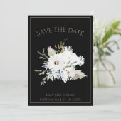 冬の白フローラと黒の結婚クリスマス セーブザデート (スタンド正面)