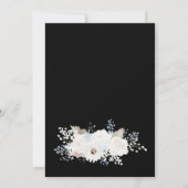 冬の白フローラと黒の結婚クリスマス 招待状 (裏面)