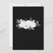 冬の白フローラと黒の結婚クリスマス 招待状 (裏面)