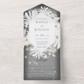 冬の白フローラスパークルグレイ オールインワン招待状 (内側)