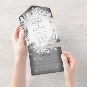 冬の白フローラスパークルグレイNo Dinner オールインワン招待状 (貼ってはがせる)