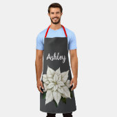 冬の白ポインセチア エプロン (着用した状態)