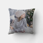 冬の白モダン雪片写真枕 クッション (裏面)