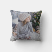 冬の白モダン雪片写真枕 クッション (正面)