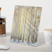 冬の白樺の森と鹿 台座サイン (インサイチュ)