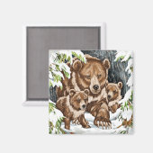 冬の白熊の母と子 マグネット (正面/裏面)