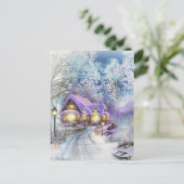 冬の白熱クリスマスのコテージ シーズンポストカード (スタンド正面)