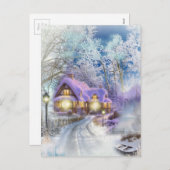 冬の白熱クリスマスのコテージ シーズンポストカード (正面/裏面)