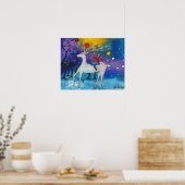 冬の白祝トナカイのポスター ポスター (キッチン)