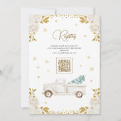 冬の白金ゴールドフローラトラック雪だるまベビーシャワー 招待状 (裏面)