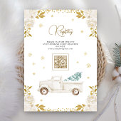 冬の白金ゴールドフローラトラック雪だるまベビーシャワー 招待状