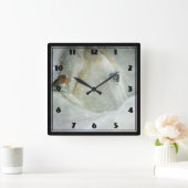 冬の白馬と鳥の写真 スクエア壁時計 (ホーム)