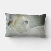 冬の白馬鳥写真 ランバークッション (裏面)