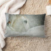 冬の白馬鳥写真 ランバークッション (ブランケット)