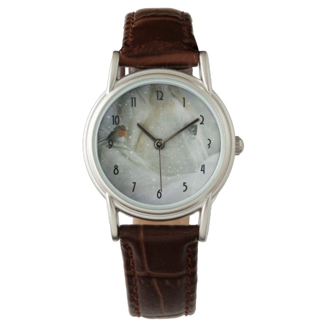 冬の白馬鳥写真 腕時計 (正面)