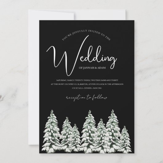 冬の白黒松結婚の木 招待状 (正面)
