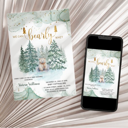 冬の真珠のように赤ちゃんシャワー待ち 招待状