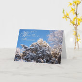 冬の瞬間 – 木々の雪が覆われた カード (黄色い花)