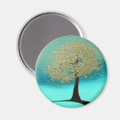 冬の磁石の黄色い木 マグネット (正面/裏面)