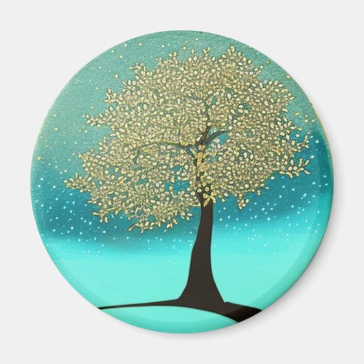 冬の磁石の黄色い木 マグネット (正面)