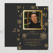 冬の祝賀会の写真招待状 招待状 (正面/裏面)