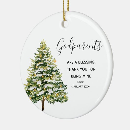 冬の神パーソナライズされた父母クリスマス セラミックオーナメント (左)