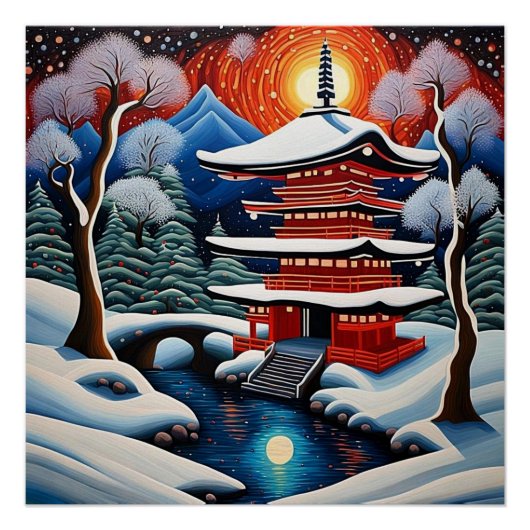 冬の神社1 ポスター (正面)