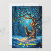 冬の祭典 かわいい鹿のクリスマス フォレスト 招待状 (正面)