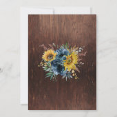 冬の秋のひまわり結婚のフローラ素朴 招待状 (裏面)