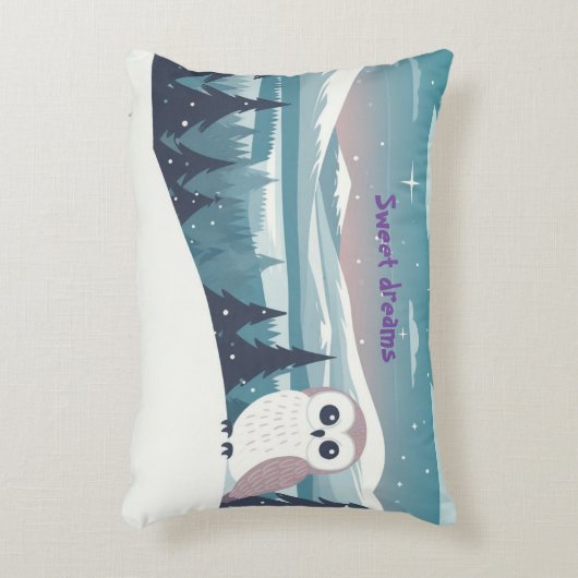 冬の秋の風景の中のフクロウ アクセントクッション (正面(垂直))