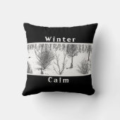 冬の穏やかさ/冬のスターク美しい/木/木/B & W. クッション (裏面)
